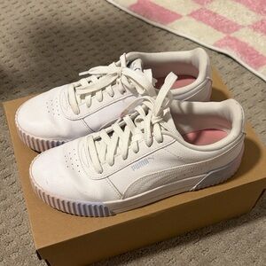 Puma White and Pink Casual Sneakers